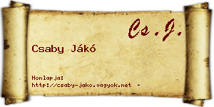 Csaby Jákó névjegykártya